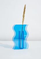 Typo - Acrylic vase - clear blue wave