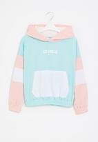 Superbalist - Printed colourblock hoodie - light blue & pink