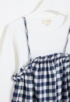 Superbalist Kids - Check dress and T-shirt set - navy & white