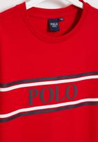 POLO - Girls printed long sleeve sweater dress - red