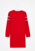 POLO - Girls printed long sleeve sweater dress - red
