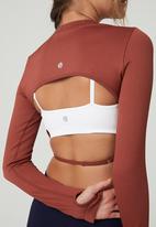 Cotton On - Seamless open back long sleeve top - baked clay rib