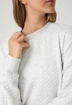 Cotton On - Quilted oversized crew - cloudy grey marle quilted
