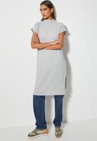 Superbalist - Cut & sew deep slit tunic - grey melange