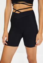 Trendyol - Tie detailed wrapped sport tights  - black