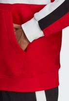 adidas Performance -  Essentials Colourblock Fleece Hoodie - White & Red
