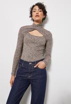 VELVET - Front cut out marled rib top - choc