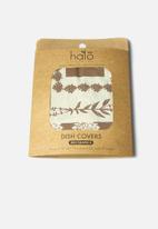 Halo Dish Covers - Herbs rectangle - black coffee