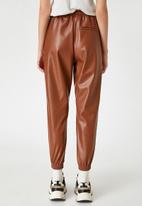 Koton - Faux leather, jogger pants - brown