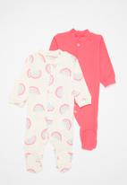 POP CANDY - Girls 2 pack sleepsuit - ecru/pink