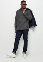 Lark & Crosse - Regular fit brushed flannel shirt dark grey