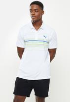 PUMA - Puma Golf Canyon Polo Shirt  - White with  cobalt