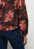 MILLA - Tie detail printed blouse - autumn leaves