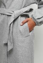 edit - Drop shoulder melton coat - grey melange