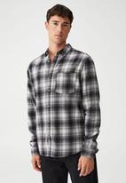 Cotton On - Camden long sleeve shirt - grey ombre check