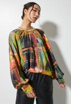 Superbalist - Gathered neck blouse - winter painterly