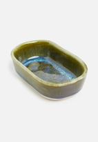 Excellent Housewares - Stoneware dipping bowl- blue & green