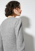 Superbalist - Cabled puff sleeve knit top - grey