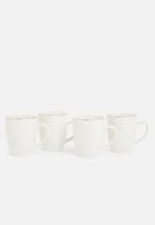 Excellent Housewares - Porcelain Gold rimmed mugs- set of 4 