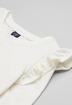 LAB - Long sleeve plain frill tee - white