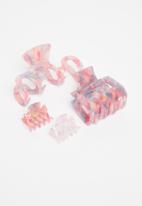 Cotton On - 4 pack claw clips - pink marble