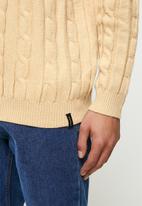 Jonathan D - Cable Knitwear  Crew neck sweater - Oatmeal