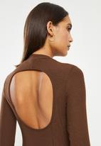 Glamorous - Rib open back dress - dark brown