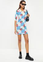 Glamorous - Checkerboard rose mini dress - blue