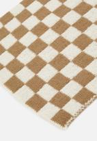 edit - Plaid printed scarf - cream & brown