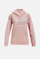 Under Armour - Rival logo hoodie - retro pink & cloudless sky