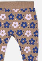 Cotton On - Peta trackpant - taupy brown/bruny daisy spot