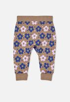 Cotton On - Peta trackpant - taupy brown/bruny daisy spot