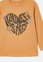 Cotton On - Penelope long sleeve tee - apricot sun/kindness is free