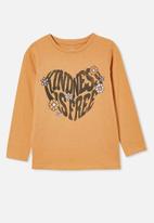Cotton On - Penelope long sleeve tee - apricot sun/kindness is free
