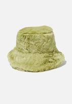 Rubi - Bianca textured bucket hat - retro green fluffy