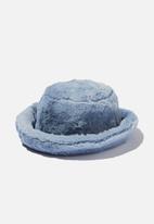 Rubi - Bianca textured bucket hat - blue fluffy