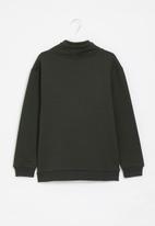 POLO - Boys high neck crested sweater - olive