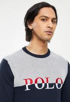 POLO - Men colourblock long sleeve knitwear - navy