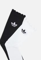 adidas Originals - Ruffle crew 2 pack socks for her - white & black