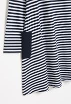 POLO - Girls striped long sleeve dress - navy
