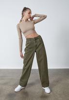 Factorie - High rise baggy jean - olive night