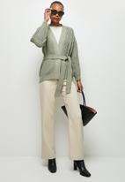 edit - Chunky knit belted cardigan - dusty sage