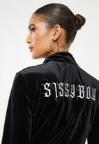 SISSY BOY - Velvet tracksuit top with with embroidery - jet black