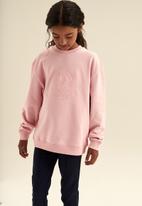 POLO - Girls crested crew neck sweater - pink