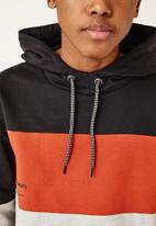 Flyersunion - Contrast panel hoodie - black & orange