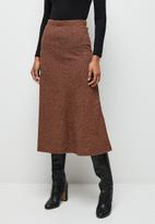 MILLA - Soft touch rib fluted skirt - chocolate