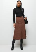 MILLA - Soft touch rib fluted skirt - chocolate