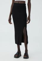 Cotton On - Knit midi skirt - black