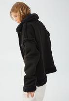 Cotton On - Teddy reversible jacket - black