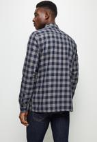 Lark & Crosse - Regular fit check long sleeve shirt - grey & navy 